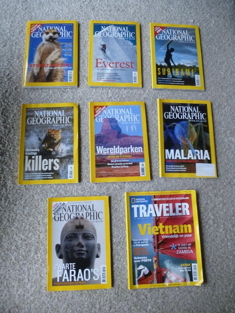National Geographic, 8 losse nummers, Verzamelen, Ophalen of Verzenden, 1980 tot heden, Tijdschrift