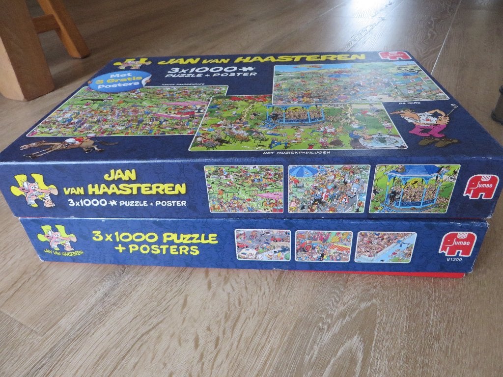 2 dozen Jan van Haasteren puzzels, Ophalen of Verzenden, 500 t/m 1500 stukjes, Zo goed als nieuw, Legpuzzel