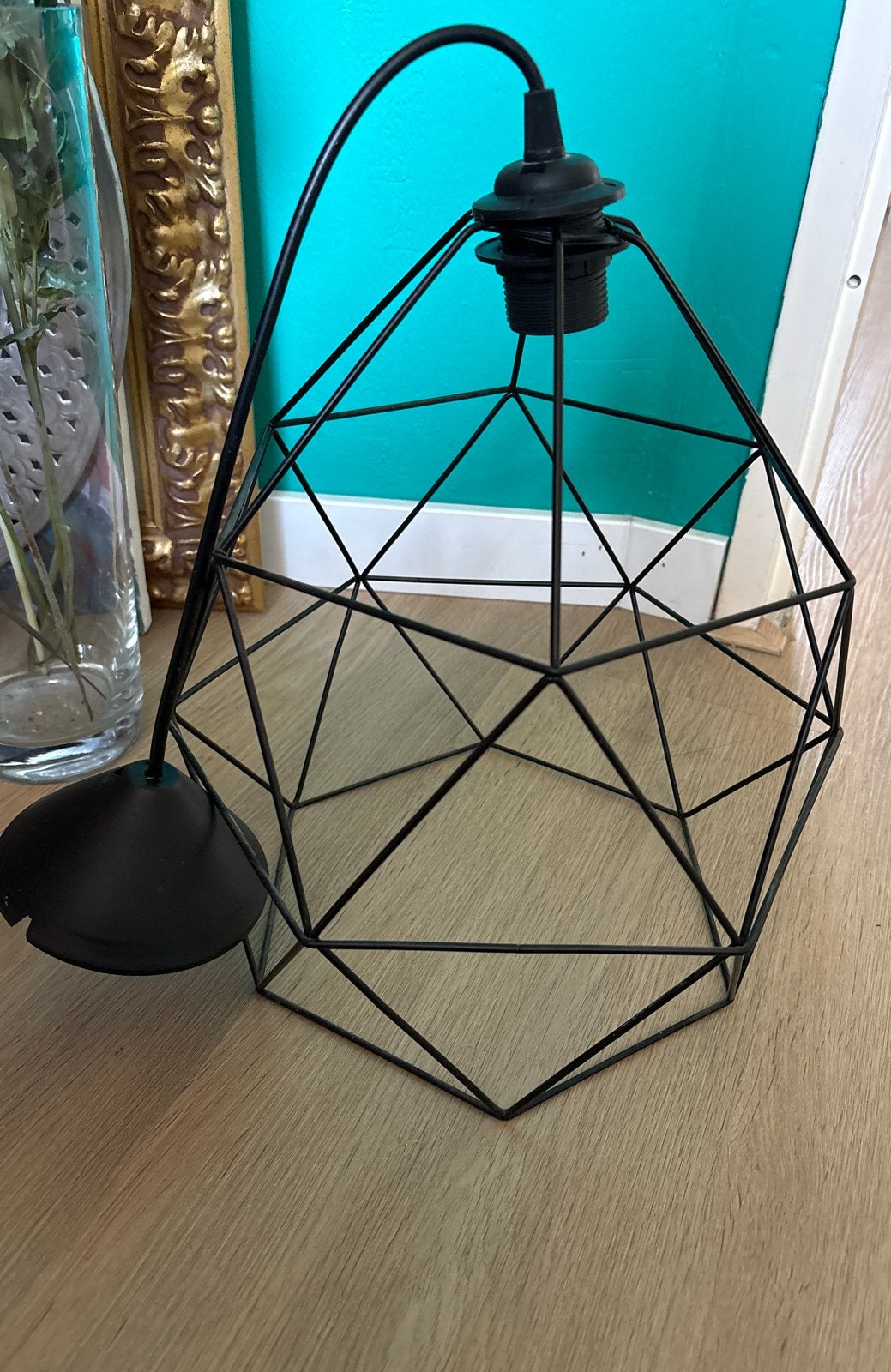 IKEA Brunsta hanglamp - Zwart metalen geometrisch design, Ophalen, Gebruikt, Metaal, E27 (groot)