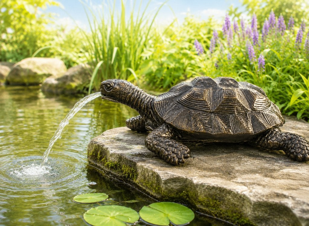 SCHILDPAD / BRONZEN BEELD / FONTEIN, Fontein, Nieuw, Info@huisentuindecoratiemarie.nl, Huis en tuin decoratie marie