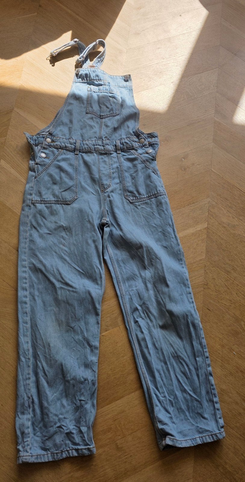 Tuinbroek jeans hema 146/152, Kinderen en Baby's, Kinderkleding | Maat 146, Ophalen of Verzenden, Gebruikt, Meisje, Broek