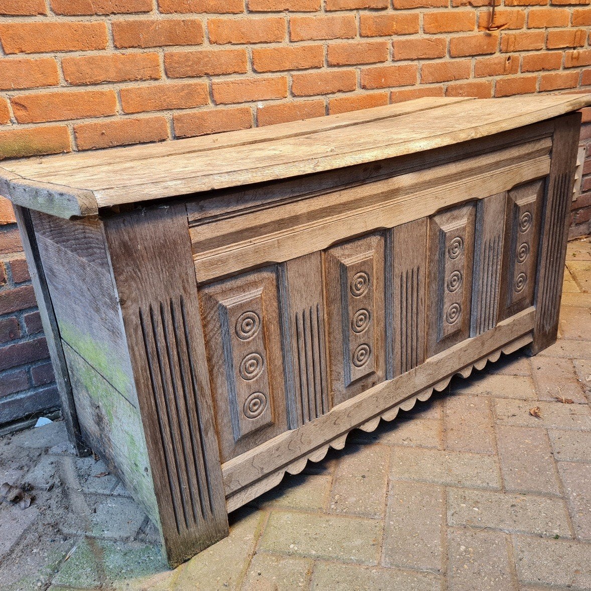 Antieke eikenhouten dekenkist 122x50x65 cm, Ophalen