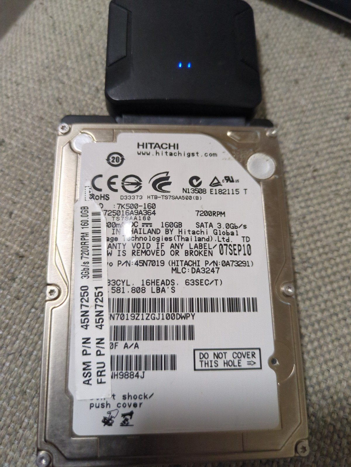 Hitachi HTS725016A9A364 160GB HDD - Goede Conditie, Intern, 160GB, Ophalen of Verzenden, Zo goed als nieuw