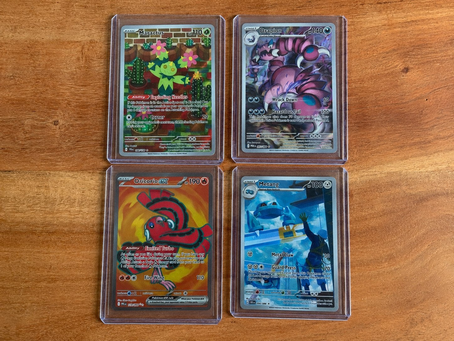 4 Pokémon IR kaarten: Maractus, Drapion, Oricorio ex, Metang, Ophalen of Verzenden, Zo goed als nieuw, Meerdere kaarten