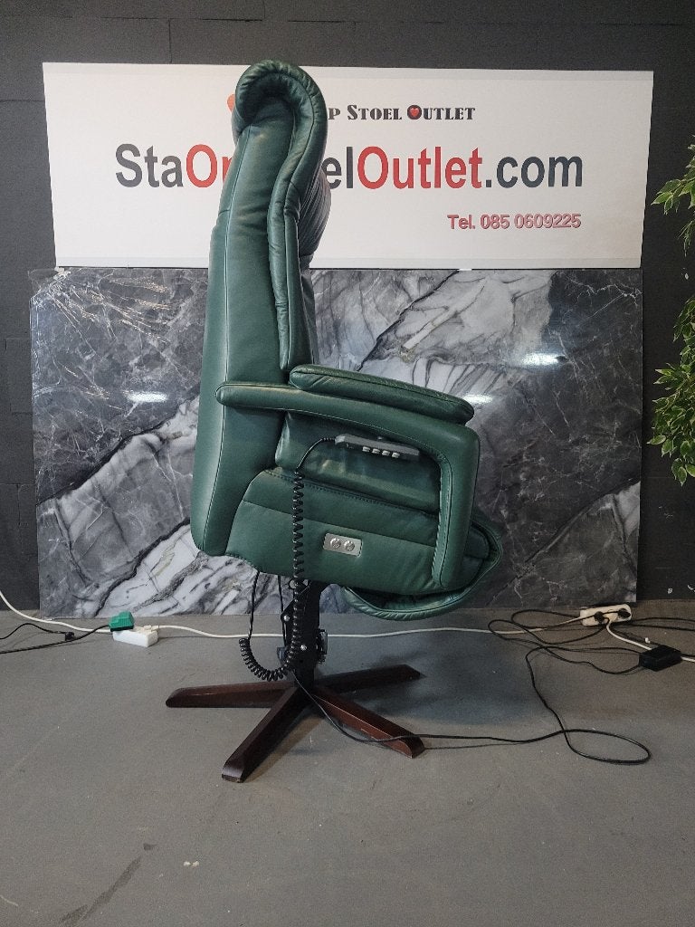 Staopstoel Malmo Groen Leder met Topswing, Minder dan 75 cm, Leer, Ophalen of Verzenden, Zo goed als nieuw