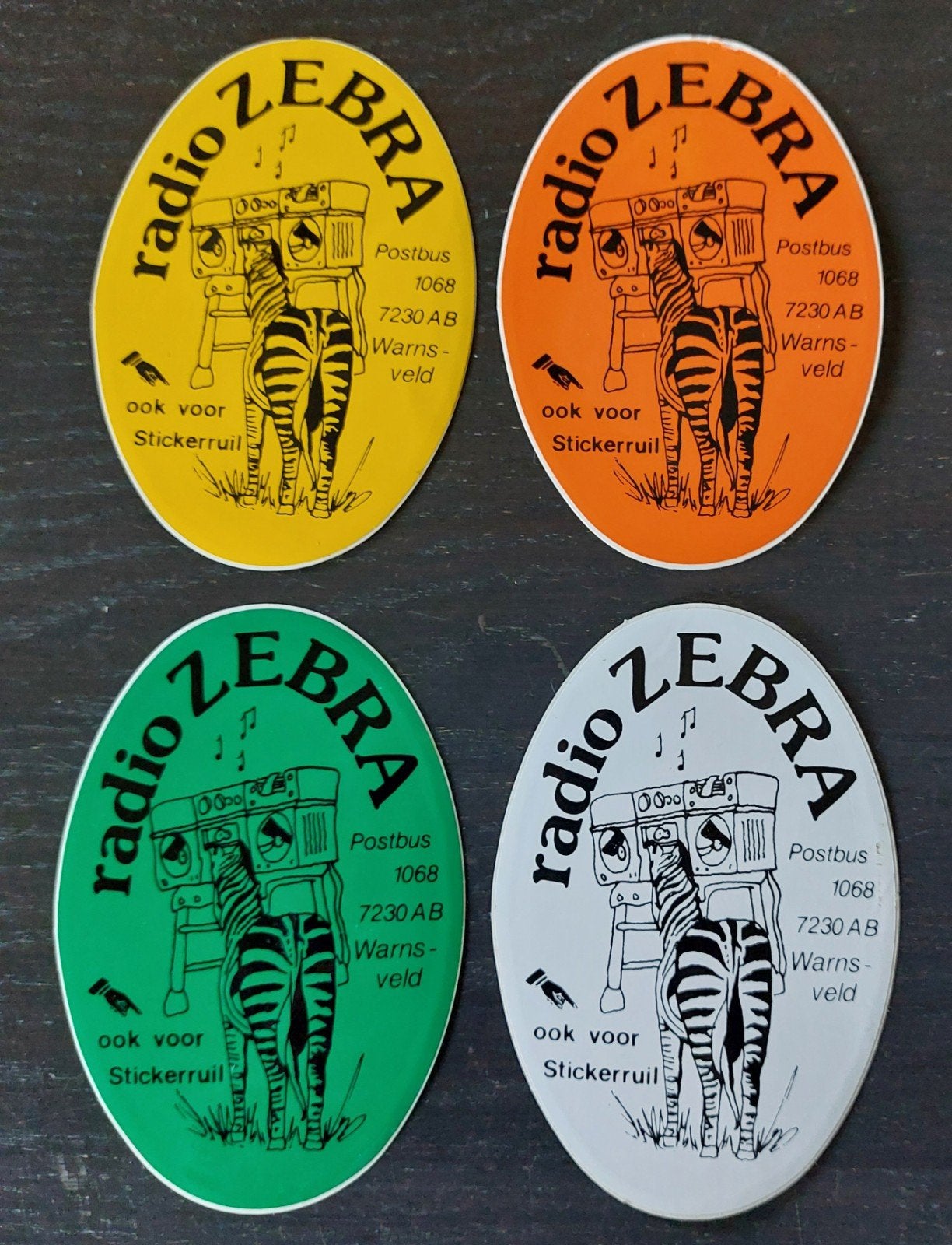 4 stickers Studio Zebra Warnsveld amateur piratenzender (3), Verzamelen, Ophalen of Verzenden