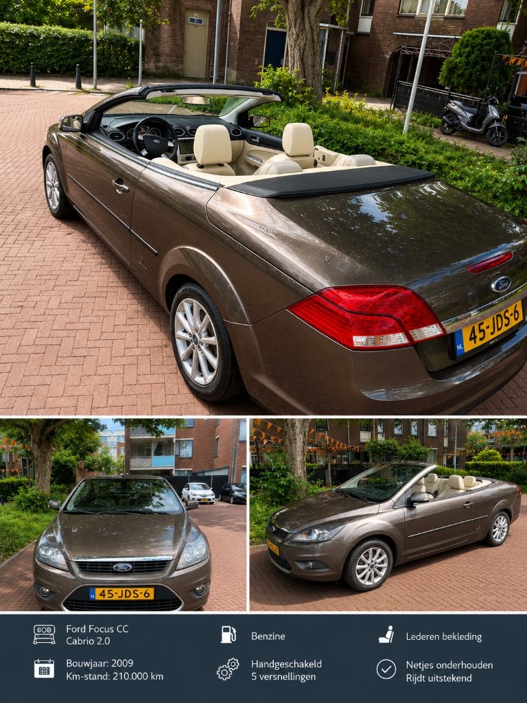 Ford Focus 2.0 107KW CC 2009 Bruin, Auto's, Ford, Particulier, Focus, Achteruitrijcamera, Airbags, Airconditioning, Bluetooth
