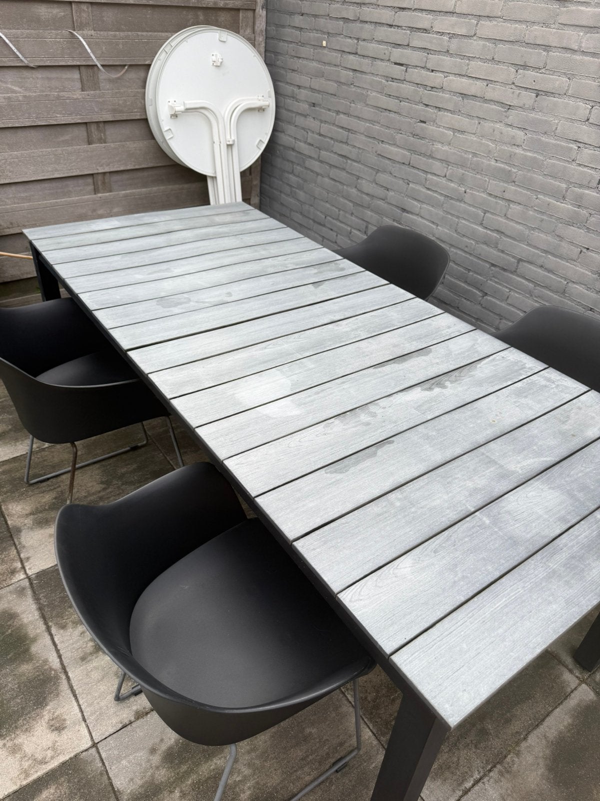Tuintafel met stoelen - Jysk, Ophalen, Zo goed als nieuw, Rechthoekig, Aluminium