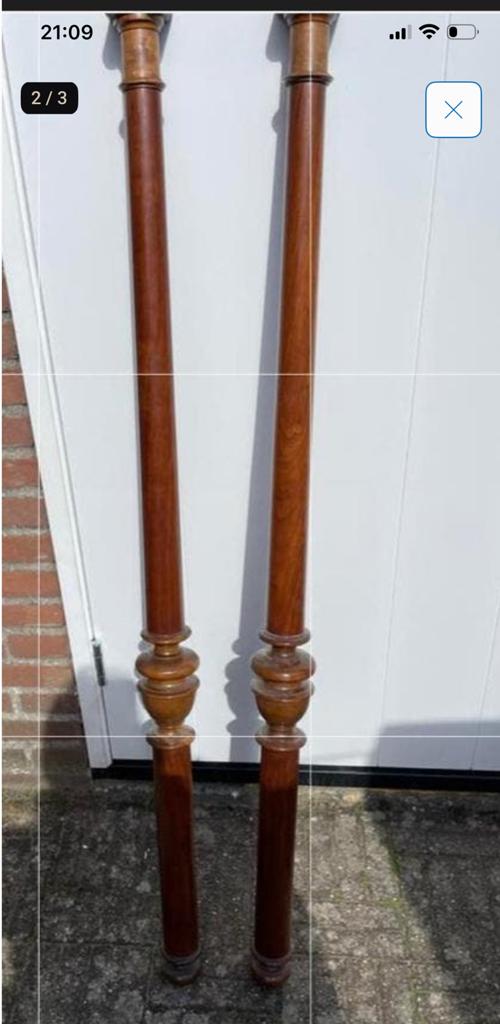 Antieke Houten Zuilen met Gedraaide Details - 130 cm Hoog, Ophalen, Gebruikt