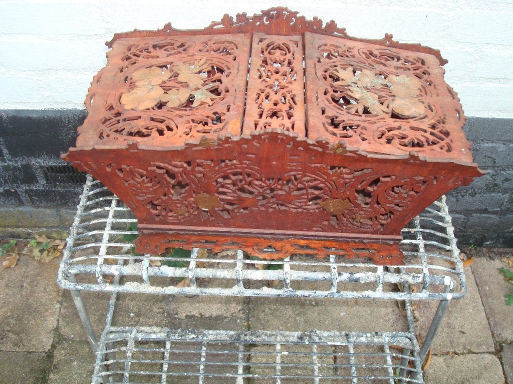 houten open gewerkt kistje houtsnij werk, Antiek en Kunst, Ophalen of Verzenden, Hout