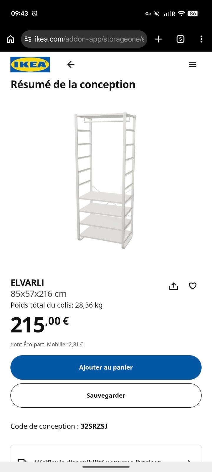 IKEA Elvarli wardrobe, Huis en Inrichting, Kasten | Kledingkasten, Ophalen, 50 tot 100 cm, Zo goed als nieuw, Minder dan 100 cm