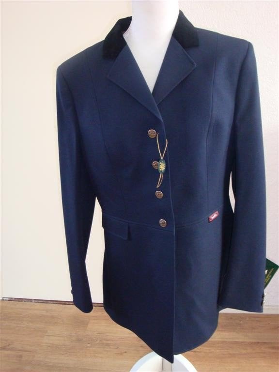 Chique blauw Horka Piaffe wedstrijdjasje maat 42 en 46, Dieren en Toebehoren, Paardrijkleding, Blauw, Nieuw, Ophalen of Verzenden