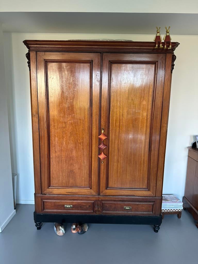 Antieke Mahonie houten hang/ leg kast, Antiek en Kunst, Ophalen of Verzenden
