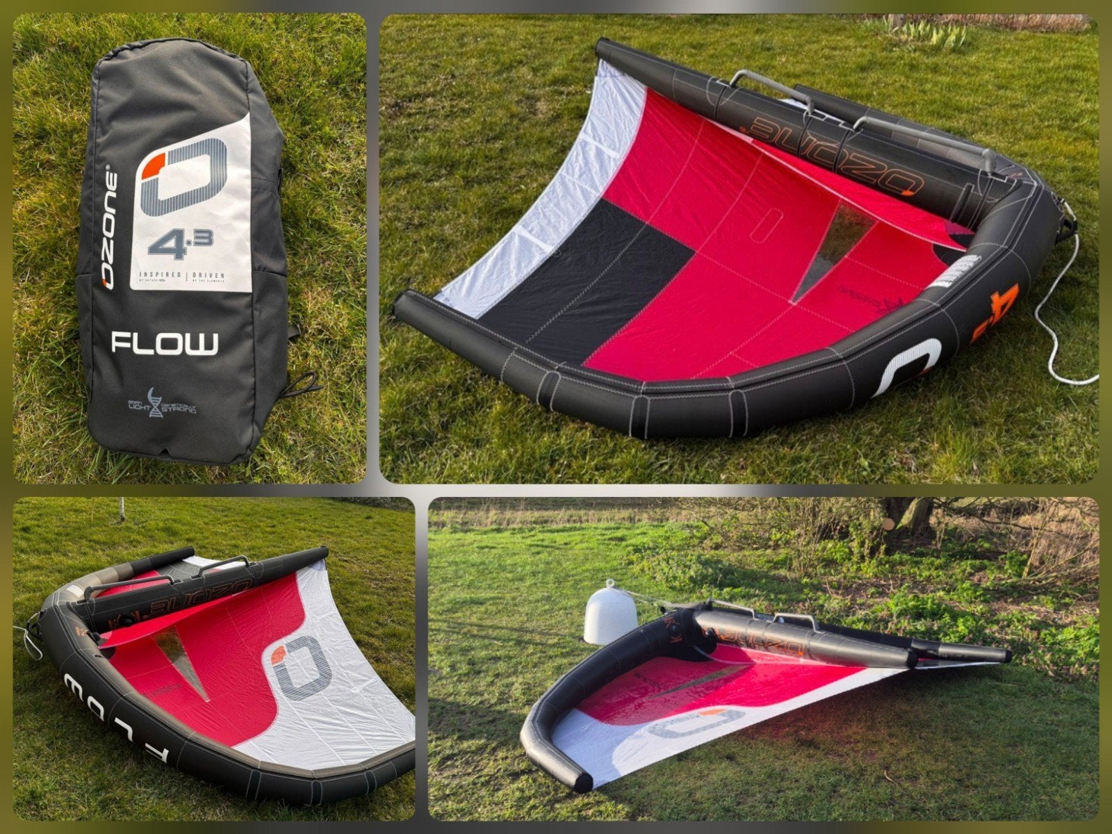 Ozone Flow 4.3 wing compleet met tas en leash wingfoil foil, Watersport en Boten, Wingsurfen, Ophalen of Verzenden, Gebruikt, Wingsurf-wing