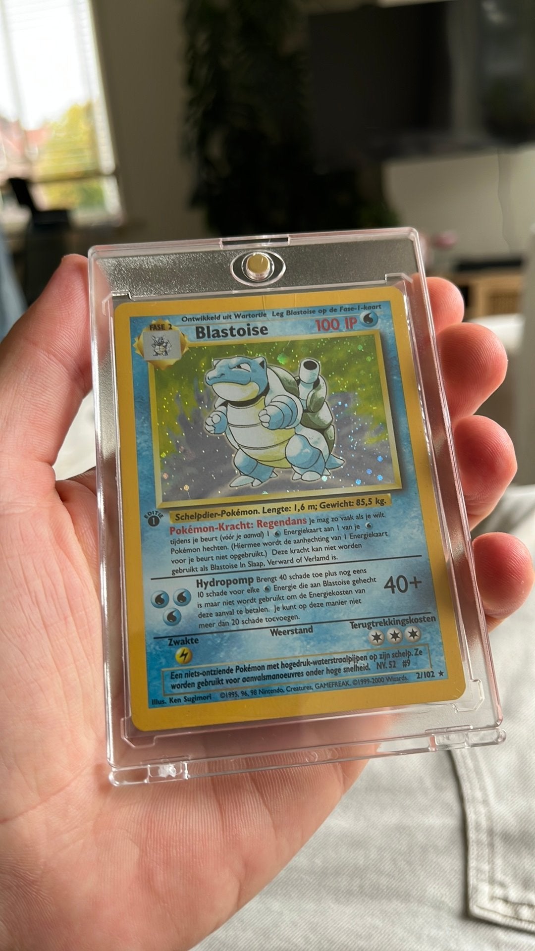 First edition Blastoise Pokémon Kaart 2/102 Holo Base Set, Verzenden, Gebruikt, Losse kaart, Foil