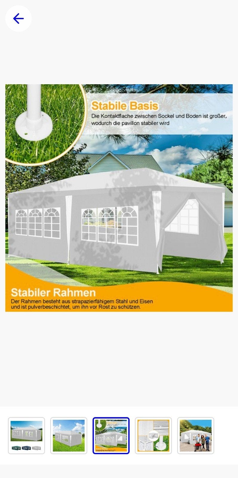 Partytent. 6x3m inclusief zijkanten., Opvouwbaar, Minder dan 4 meter, Zo goed als nieuw, Paviljoen