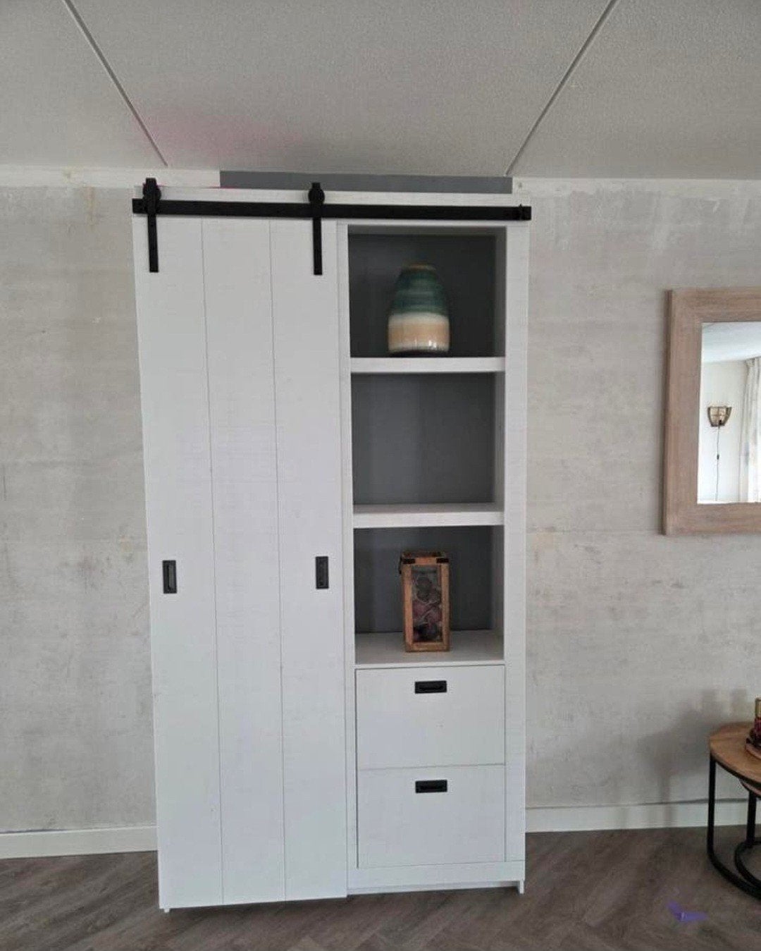 Slidebarn wandkast wit van VT Wonen, Huis en Inrichting, Ophalen, Zo goed als nieuw, 25 tot 50 cm, 200 cm of meer