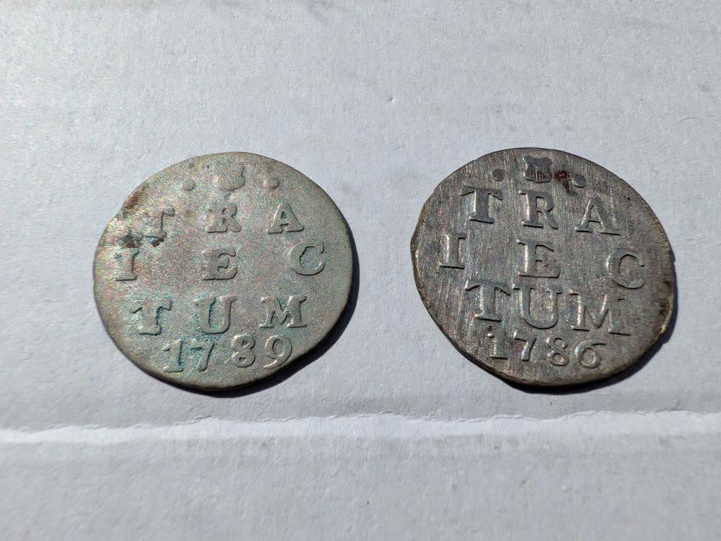 Zilveren 2 Stuiver Utrecht 1786 en 1789, Postzegels en Munten, Munten | Nederland, Vóór koninkrijk, Zilver, Ophalen of Verzenden