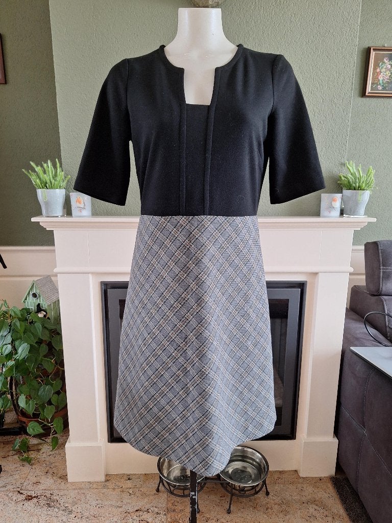 Sinequanone Paris jurk M 40 zwart grijs ruit, Kleding | Dames, Maat 38/40 (M), Sinequanone, Verzenden, Zwart