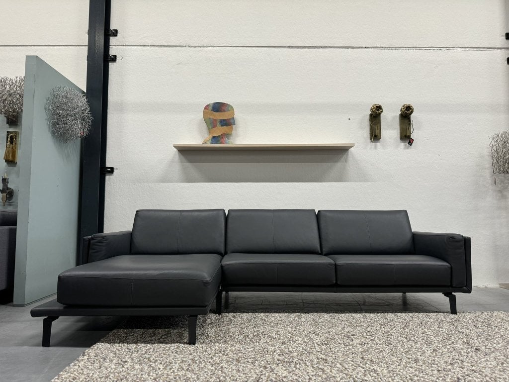 Nieuw Leolux Bellice Hoekbank ceras leer grijs Design bank