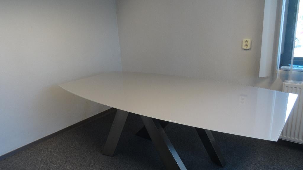 Glazen tafel, Huis en Inrichting, Tafels | Salontafels, Ophalen, Gebruikt, 100 tot 150 cm, 200 cm of meer