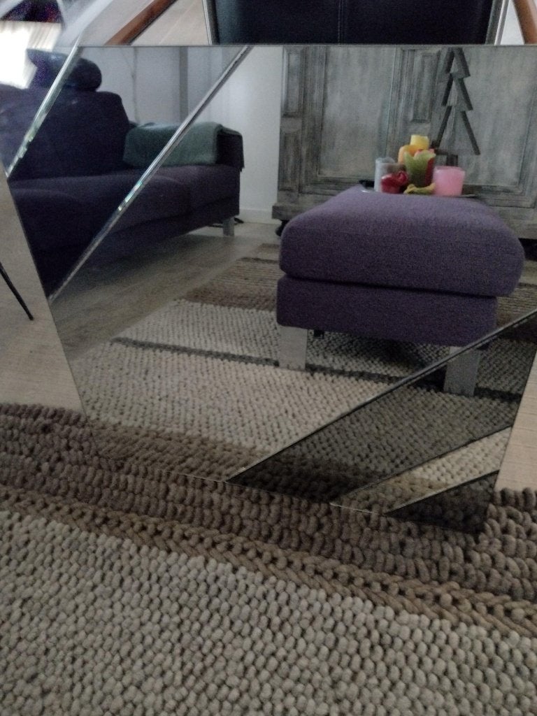 Prachtige Vintage Design Spiegel – Met Rookglas, Ophalen, Minder dan 50 cm, Gebruikt, Vierkant