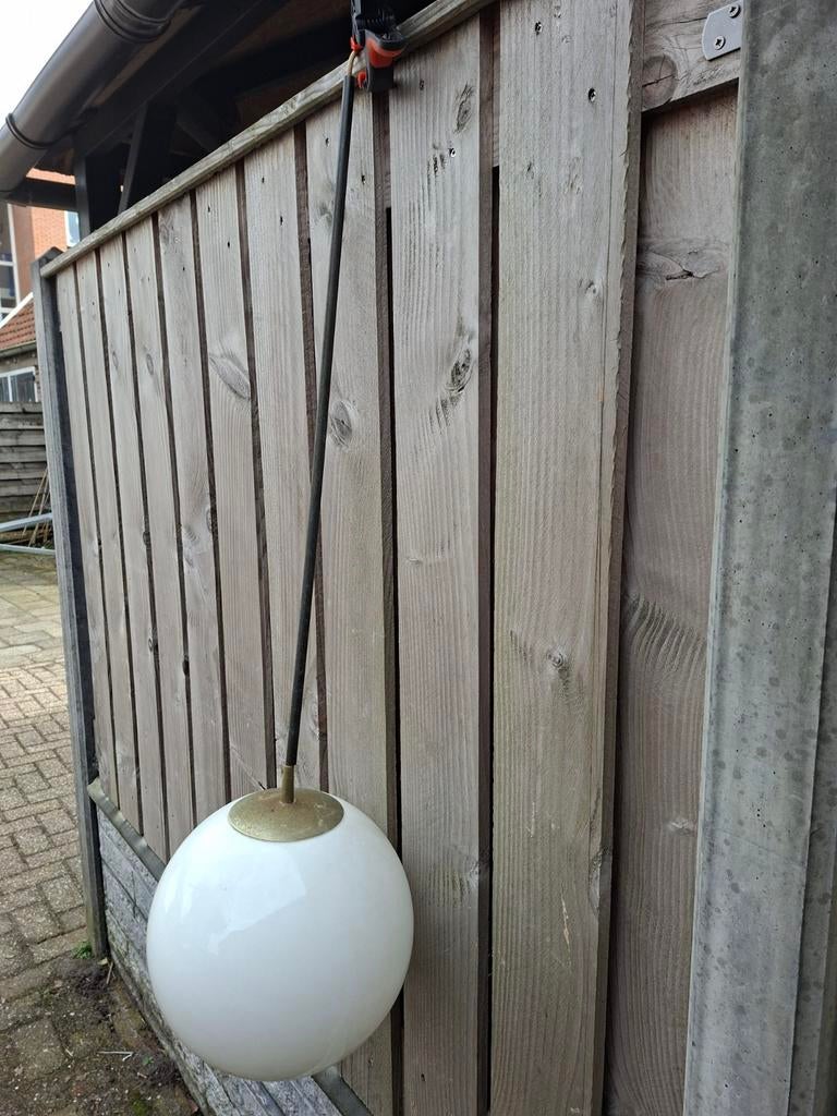 Vintage stationslamp, Ophalen, Gebruikt, Vintage, Retro, Mid-century, Glas