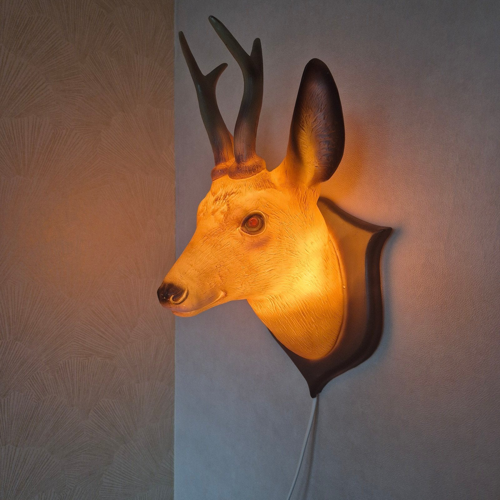 Heico hertenkop Wandlamp, Kunststof, Bruin, E14 (klein), Ophalen of Verzenden