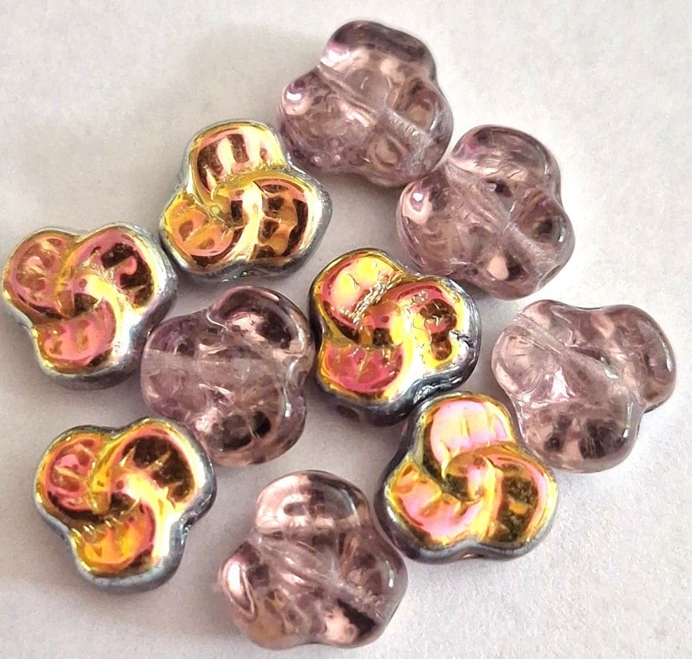 10x Tsjechische pansy flower amethyst glas kralen 9 mm, Verzenden, Nieuw, Kraal