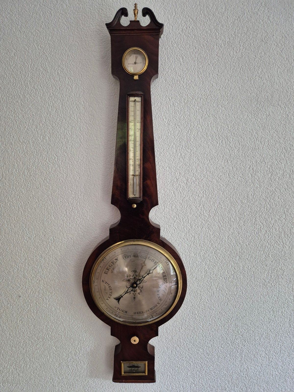 Antieke Barometer Weerstation - Mahoniehout, Audio, Tv en Foto, Weerstations en Barometers, Ophalen of Verzenden, Gebruikt, Weerstation