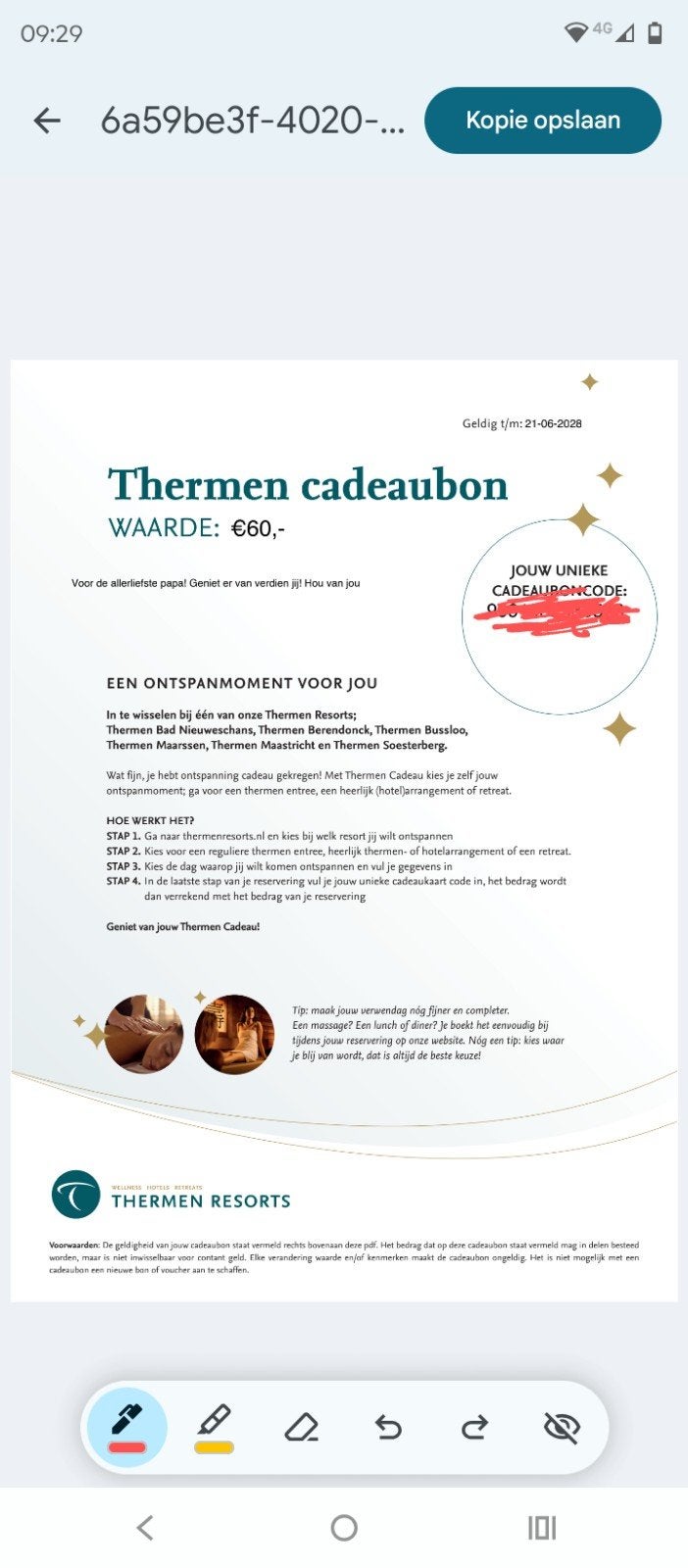 Thermen kadobon twv 60, Eén persoon, Cadeaubon, Spa of Sauna