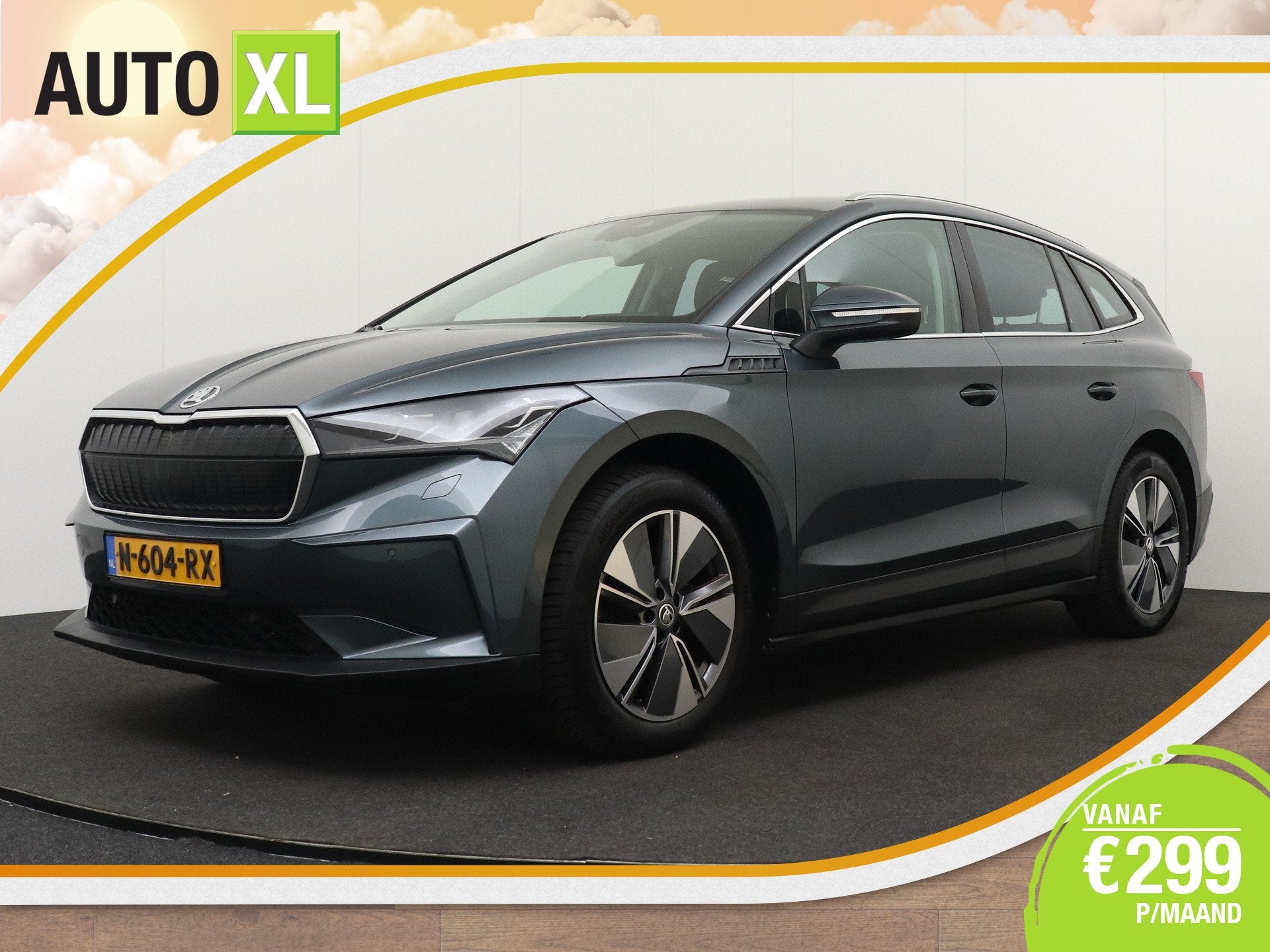 Skoda Enyaq iV Sport 80 (91%SOH) H-Leder Sportstoel Camera M, Auto's, Dealer onderhouden, Achterwielaandrijving, Gebruikt, Zwart