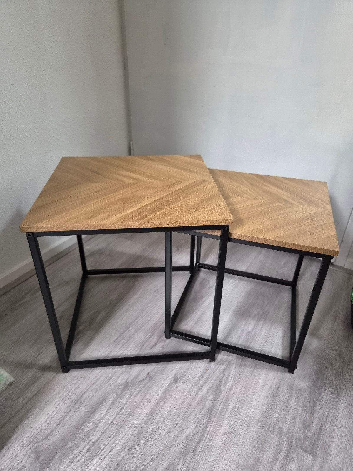 Set van 2 bijzettafels, Huis en Inrichting, Tafels | Bijzettafels, Ophalen, Minder dan 45 cm, Minder dan 55 cm, Vierkant