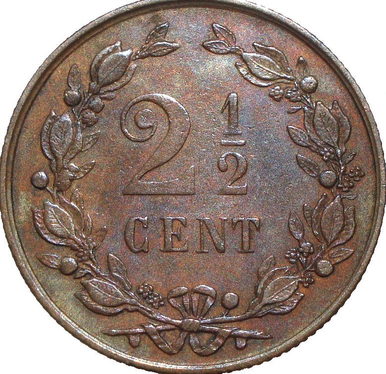 Nederland 2,5 cent 1890 (schaars), Postzegels en Munten, Ophalen of Verzenden, Koning Willem III, Overige waardes, Losse munt