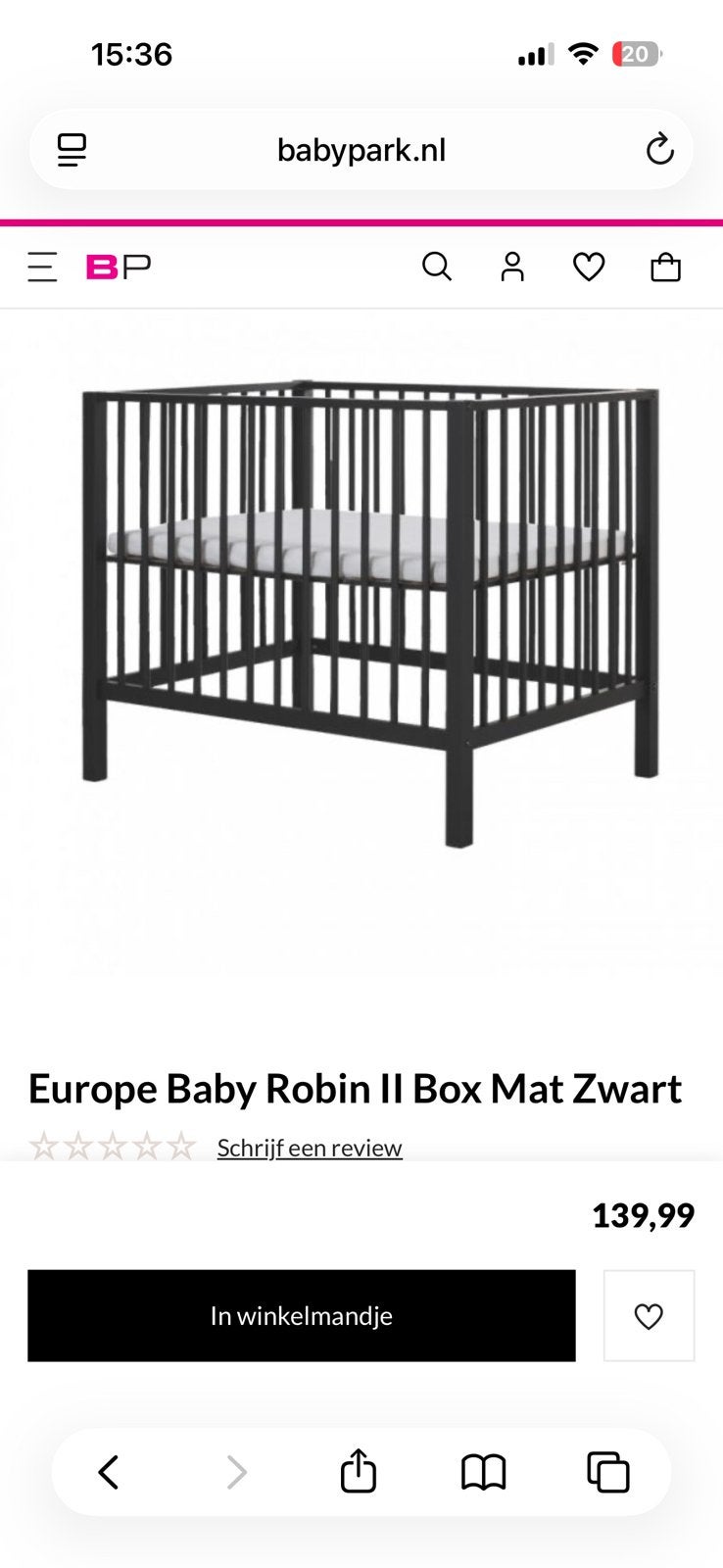 Babypark box mat zwart - 90x70, Ophalen, Zo goed als nieuw, Boxkleed