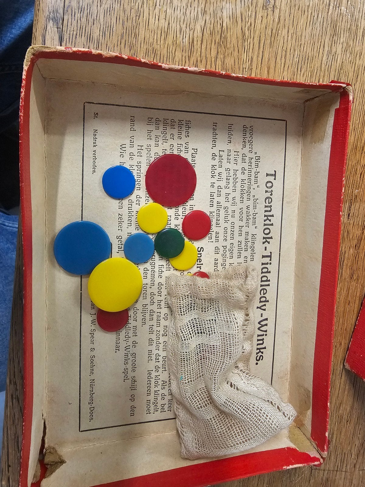 Zeldzaam Torenklok Tiddledy Winks spel uit 1930, Gebruikt, Nürnberg-Doos, Duitsland, Spear's Spelen, Ophalen of Verzenden