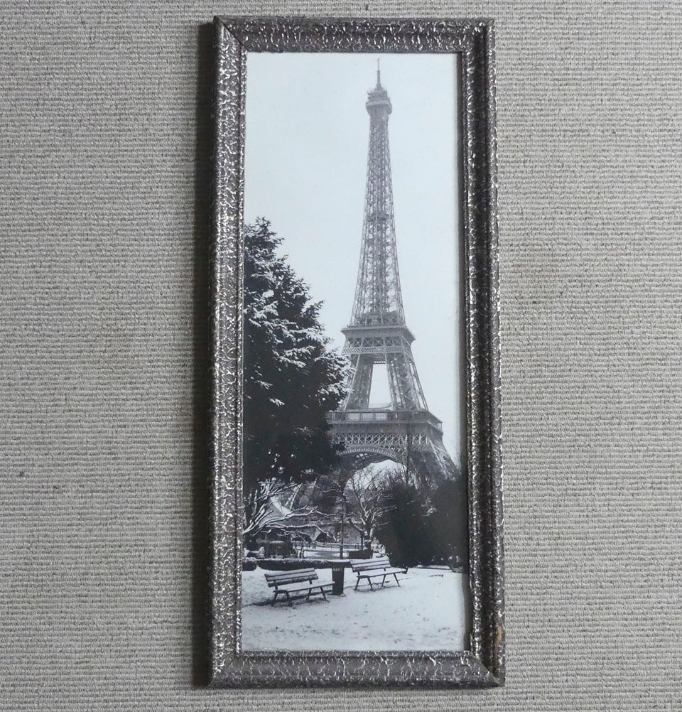Eiffeltoren Parijs zwart/wit foto in oude lijst, Ophalen, Minder dan 50 cm, Gebruikt, 50 tot 75 cm
