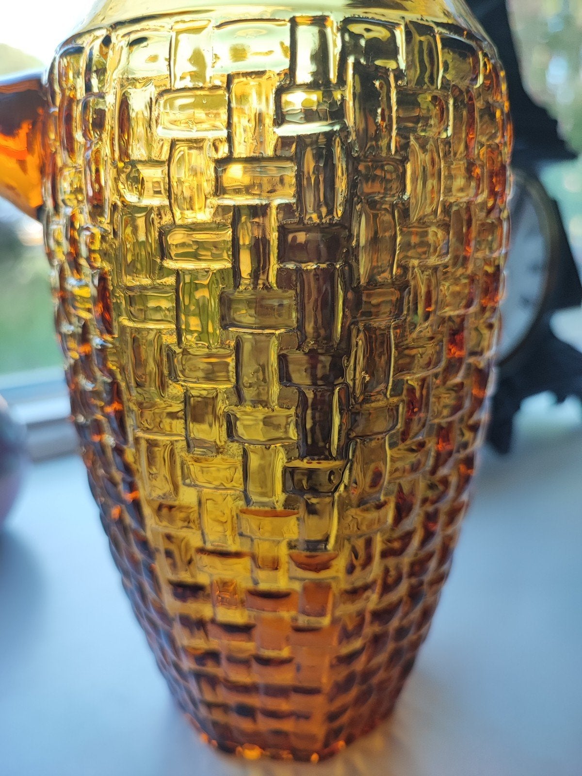 Vintage Amber Goud Honing slanke zeldzame vaas  (Italie?), Antiek en Kunst, Antiek | Glas en Kristal, Ophalen of Verzenden