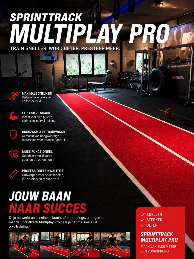 *** rubberdeal *** SPRINTTRACK multiplay pro ROOD 2x10m, Overige materialen, Benen, Overige typen, Nieuw