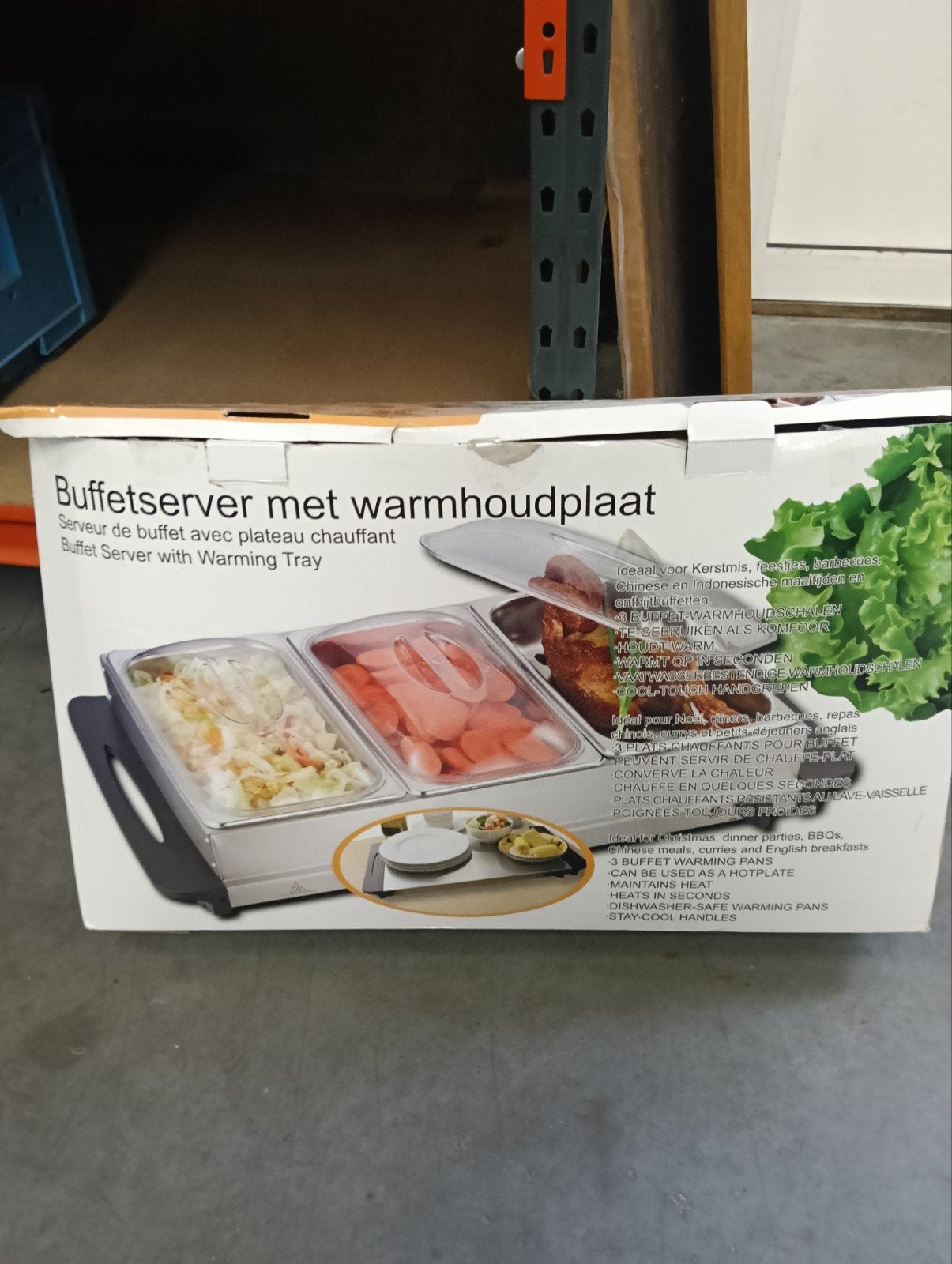 Buffetserver met warmhoudplaat - Nieuw in doos, Ophalen of Verzenden, Nieuw
