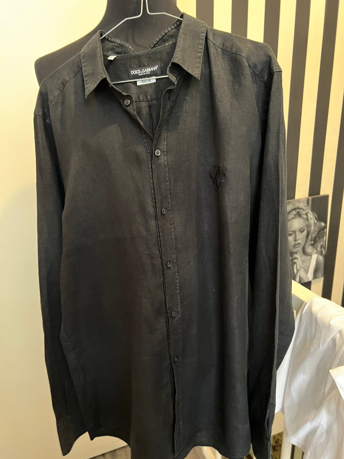 Dolce & Gabanna linnen zwart hemd , heren, Ophalen of Verzenden, Zo goed als nieuw, Zwart, Halswijdte 43/44 (XL)