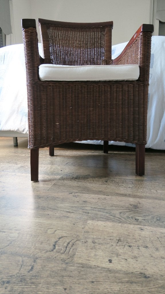 Bruine rieten fauteuil Koloniale stijl, Ophalen, Minder dan 75 cm, Koloniaal, Riet of Rotan