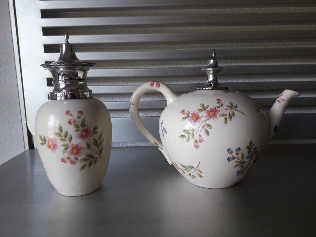 BIJZONDER ANTIEK HOLLANDS TREKPOTJE + THEEBUS  met ZILVER, Antiek en Kunst, Ophalen of Verzenden, Zilver