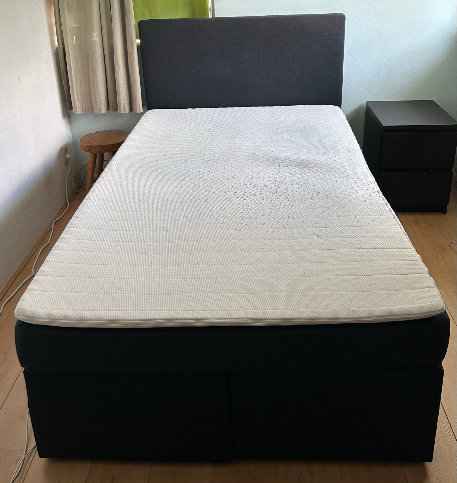 Boxspring bed zwart 120cm breed, Huis en Inrichting, Slaapkamer | Bedden, Ophalen, Gebruikt, Zwart, Twijfelaar