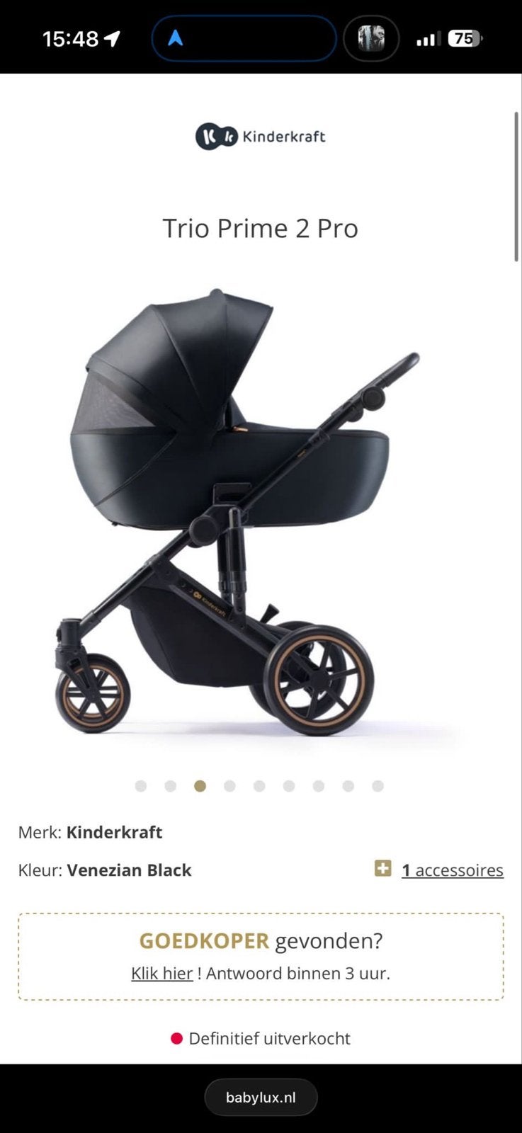 Kinderkraft Trio Prime 2 Pro Combiwagen - Venetian Black, Overige merken, Nieuw, Ophalen of Verzenden, Combiwagen
