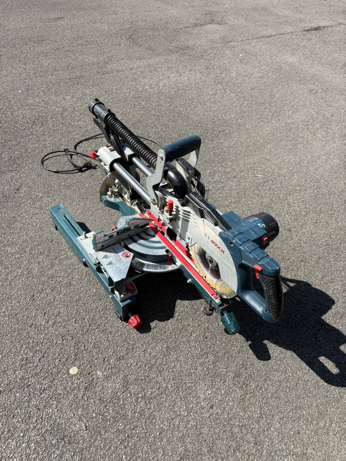 Bosch GCM 8 SJL Afkortzaag met laser, Gebruikt, 70 mm of meer, Ophalen of Verzenden, Afkortzaag