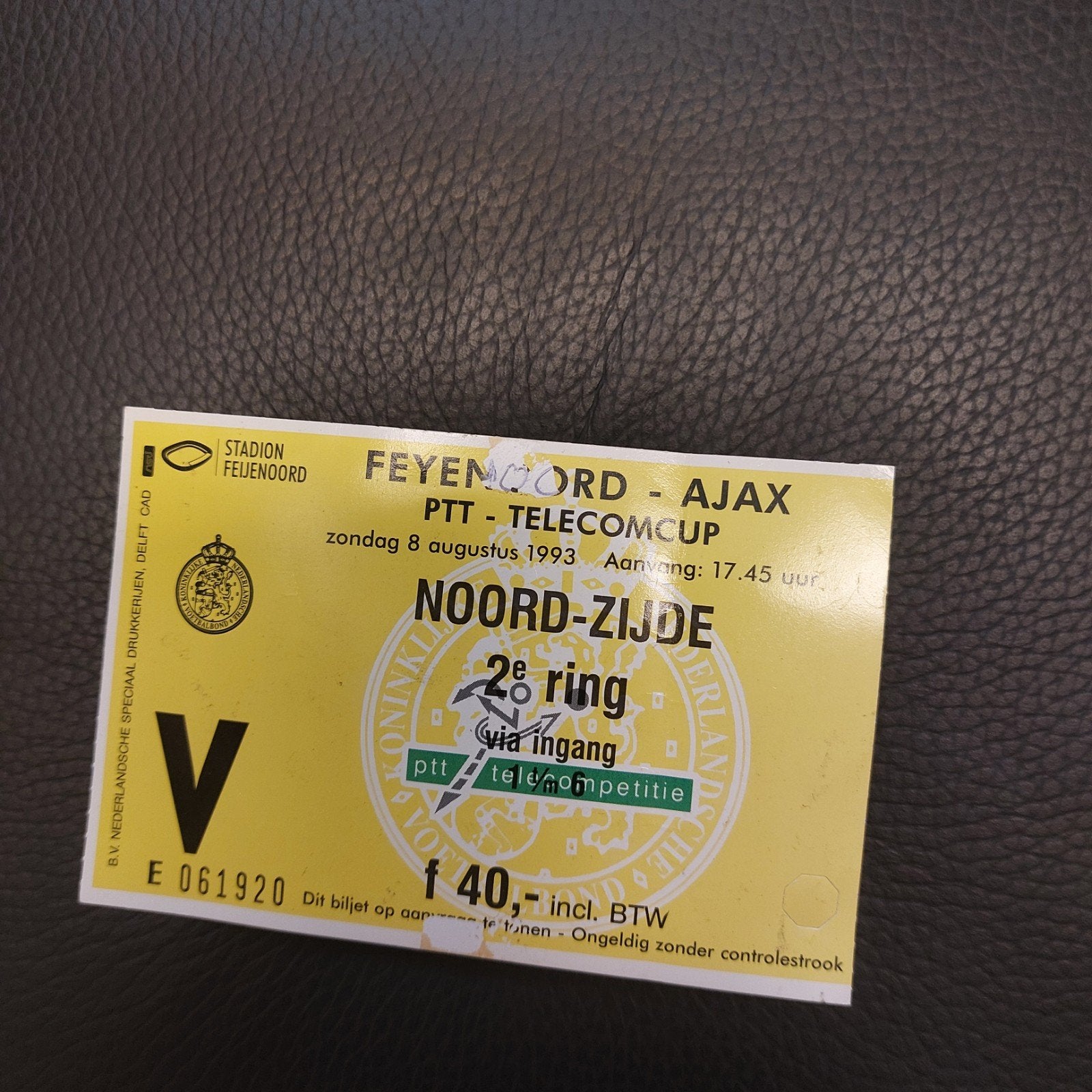 feyenoord ajax 8-08-1993 ticket, Eén persoon, April