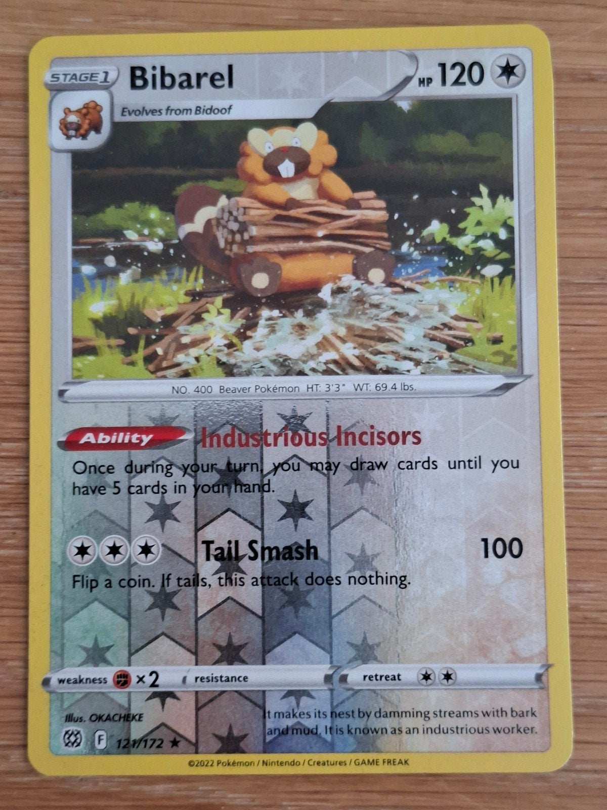 Bibarel 121/172 Reverse Holo - Brilliant Stars Pokémon Kaart, Ophalen of Verzenden