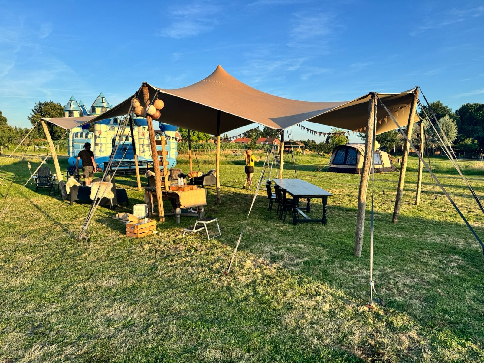 Te huur  Stretchtent 6,5m x 10m slechts €400,- voor 3 dagen!, Ophalen, Zo goed als nieuw, Verjaardag