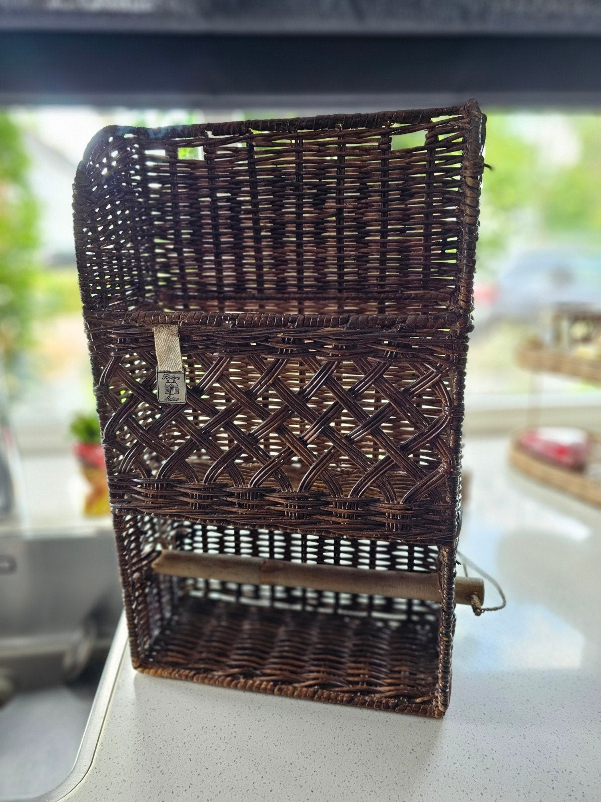 Riviera Maison Rattan Keukenrolhouder, Ophalen of Verzenden, Natuurlijk materiaal, Bruin, Riviera Maison